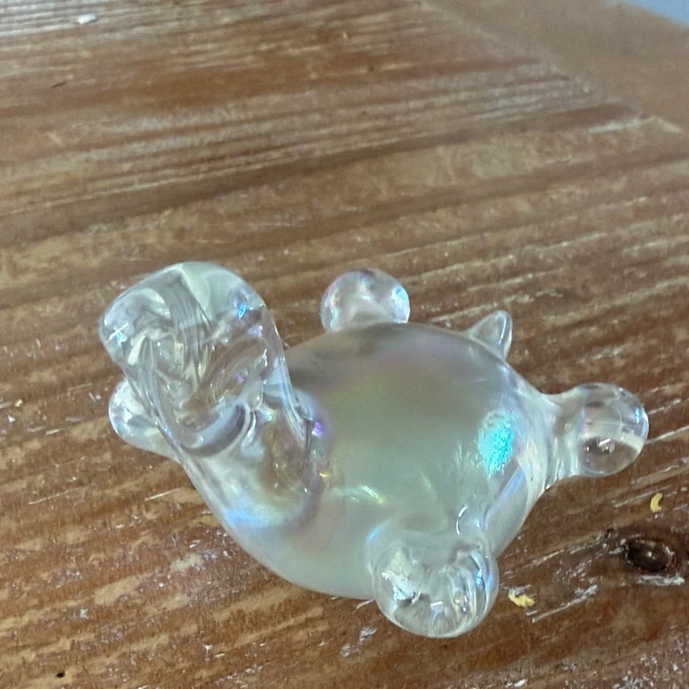 Clear Glass Turtle Figurine with Iridescent coloring - MURANO Unmarked
